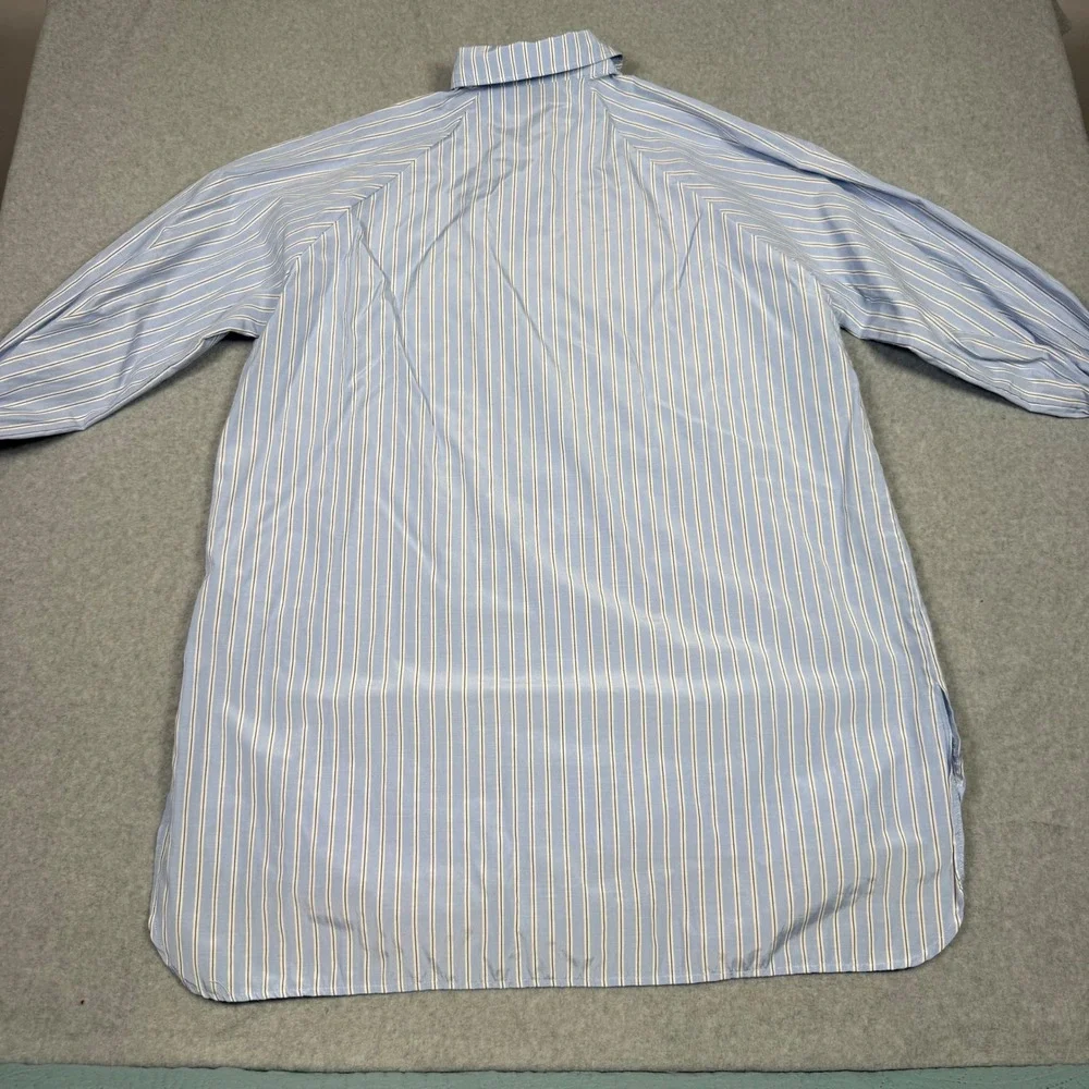 ASOS DESIGN Blue White Striped Oversized Mini Shirt Dress Long Puff Sleeve US 6